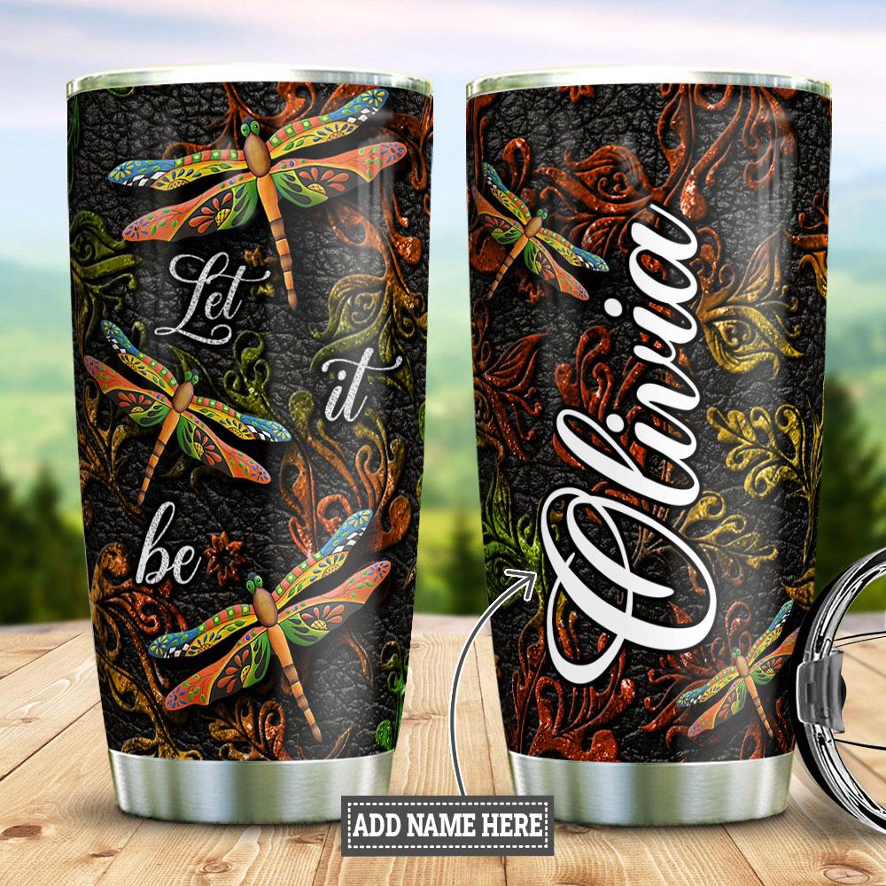 Dragonfly Faith Art Personalized Stainless Steel Tumbler