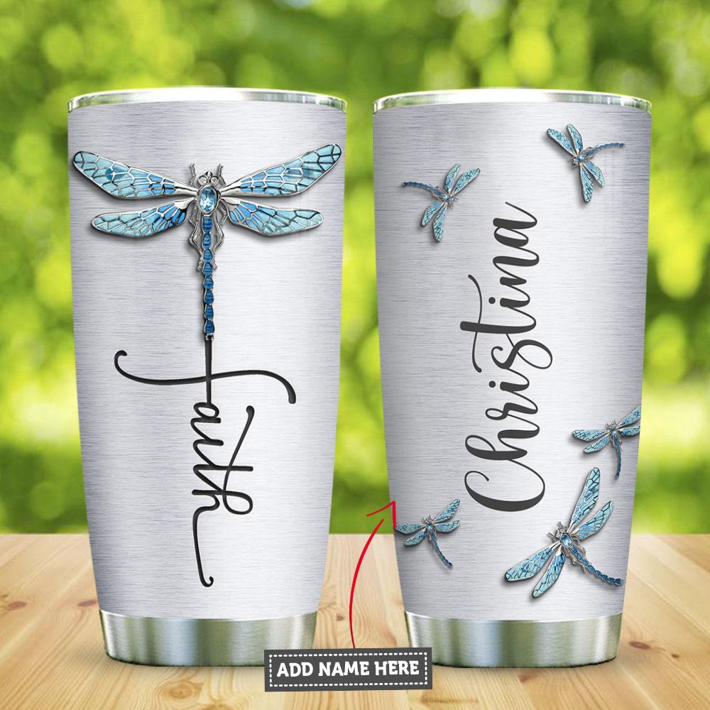 Dragonfly Faith Jewelry Style Personalized Stainless Steel Tumbler