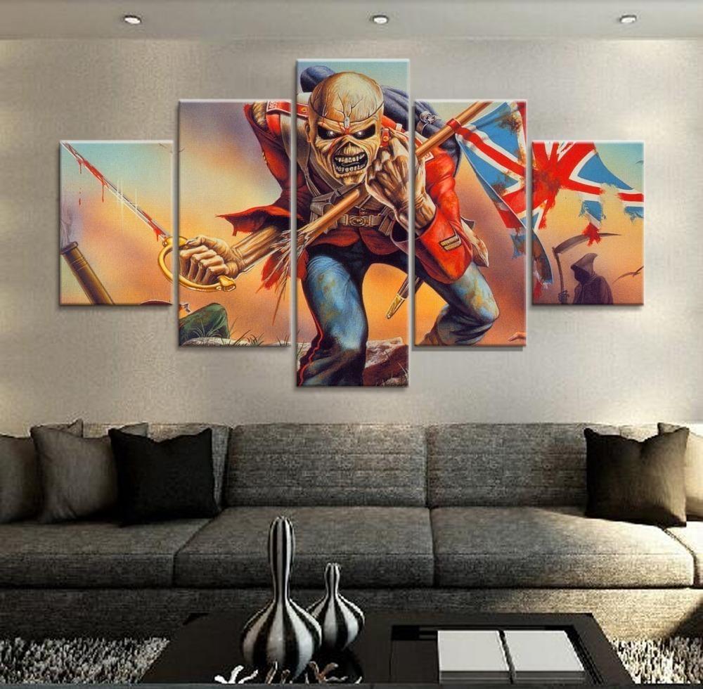 Eddie The Trooper Iron Maiden Flag - Abstract 5 Panel Canvas Art Wall Decor