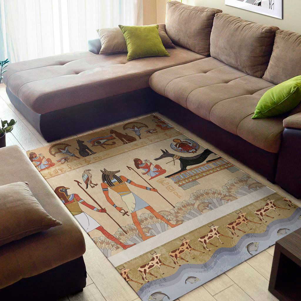 Egyptian Gods And Pharaohs Print Area Rug Floor Decor