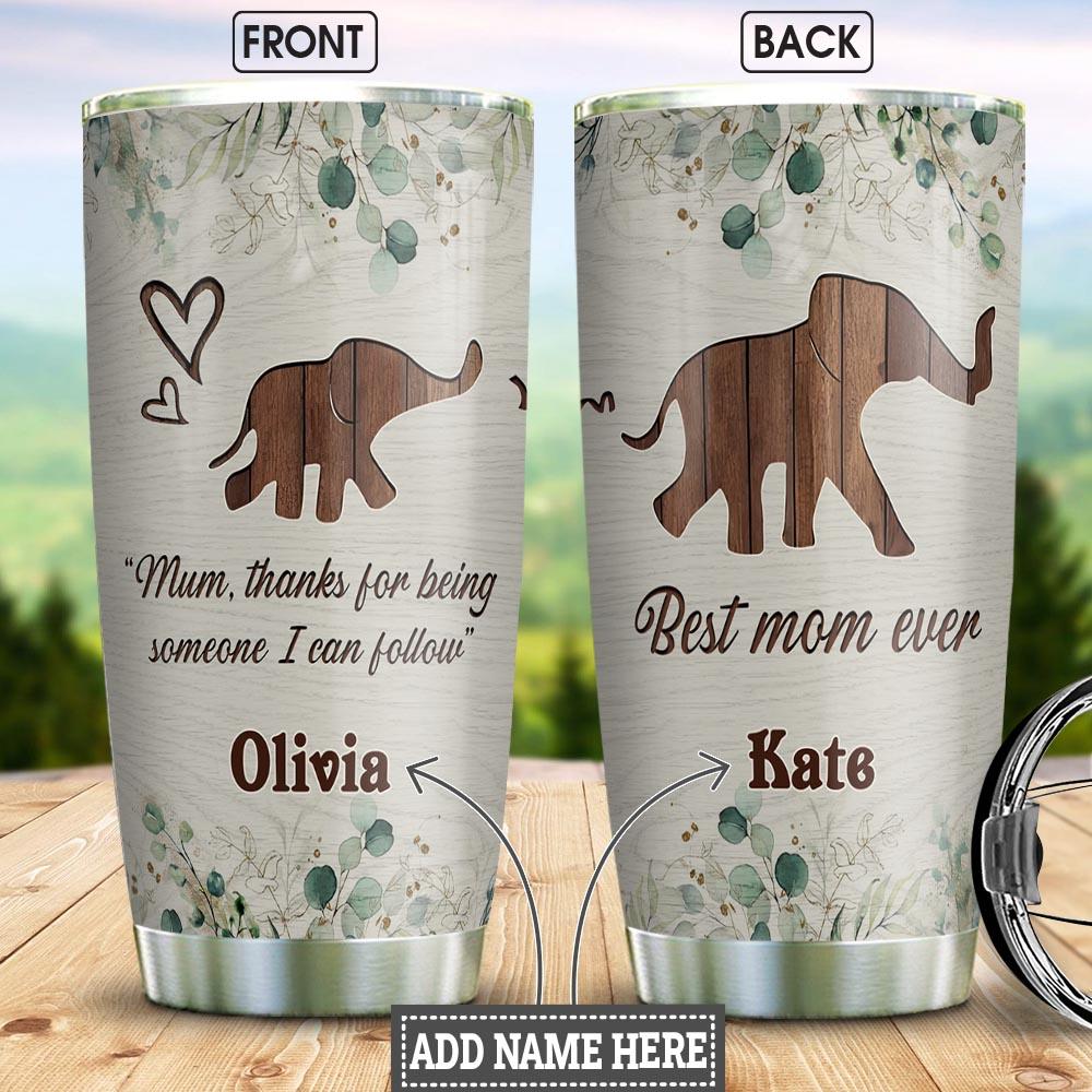Elephant Mom Personalized Stainless Steel Tumbler