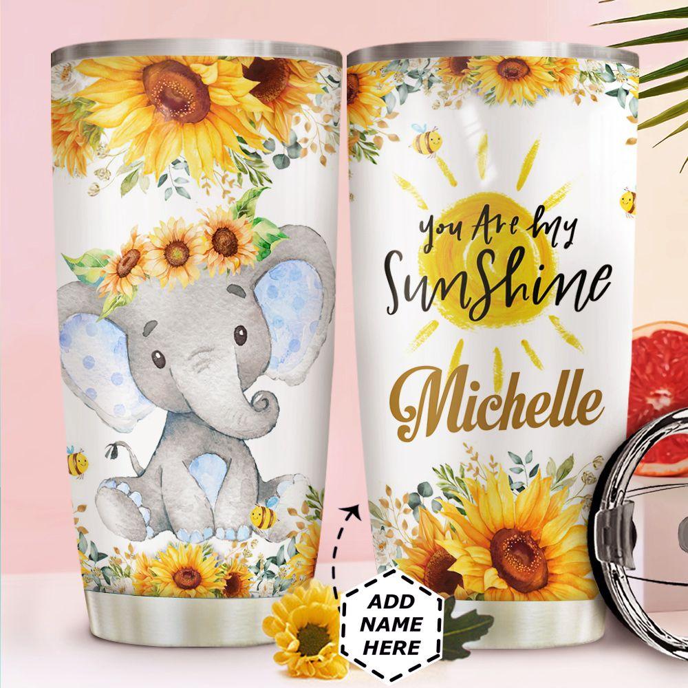 Elephant Sunflower Personalized Stainless Steel Tumbler