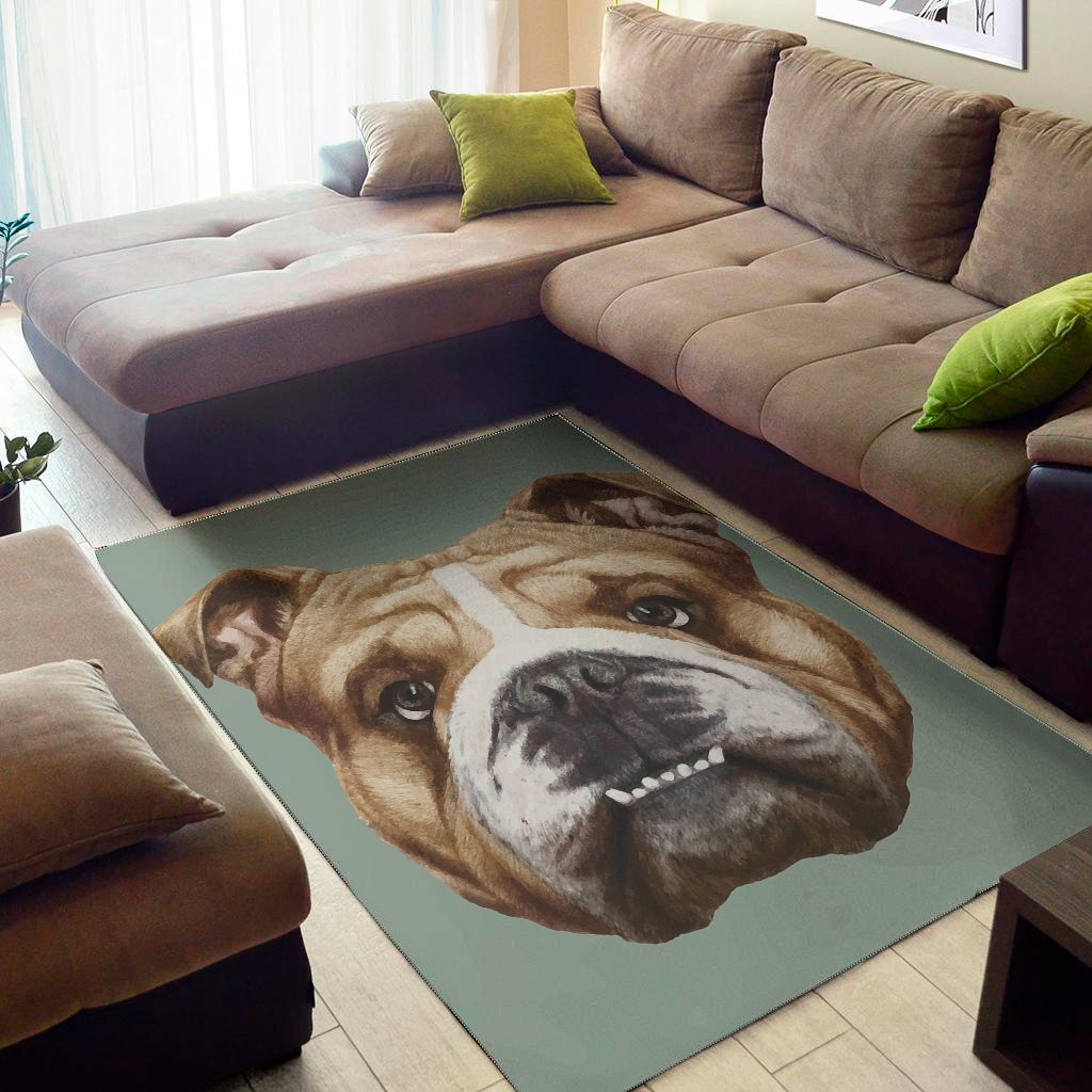 English Bulldog Portrait Print Area Rug Floor Decor