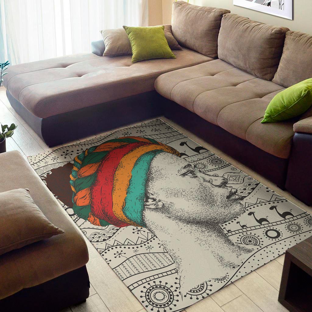 Ethnic African Girl Print Area Rug Floor Decor