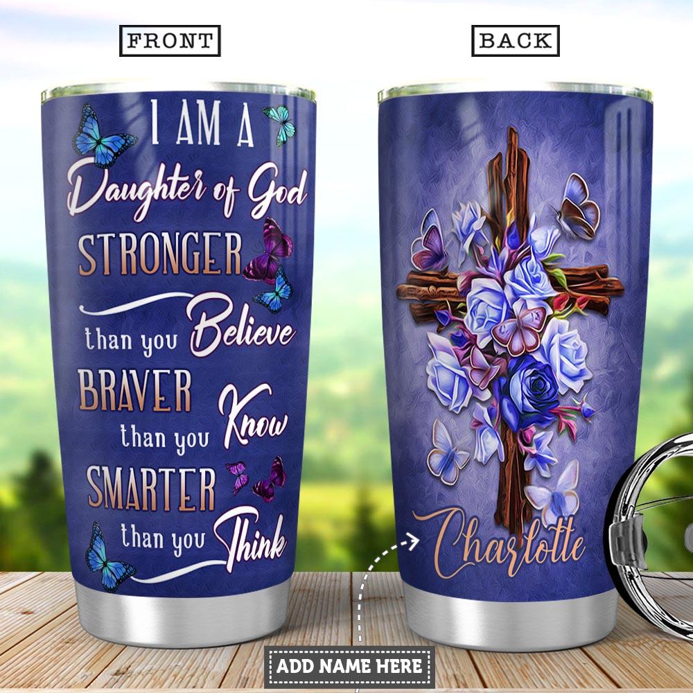 Faith Butterfly Personalized Stainless Steel Tumbler