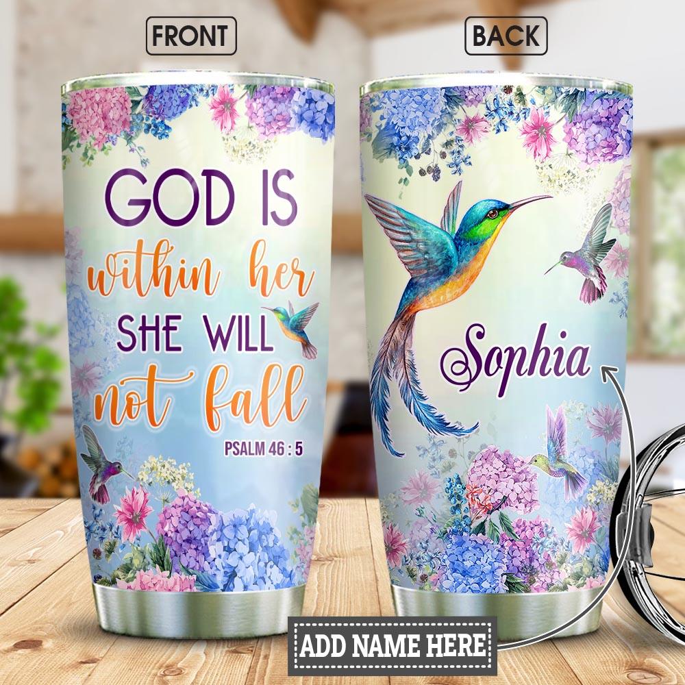 Faith Hummingbird FTH Personalized Stainless Steel Tumbler