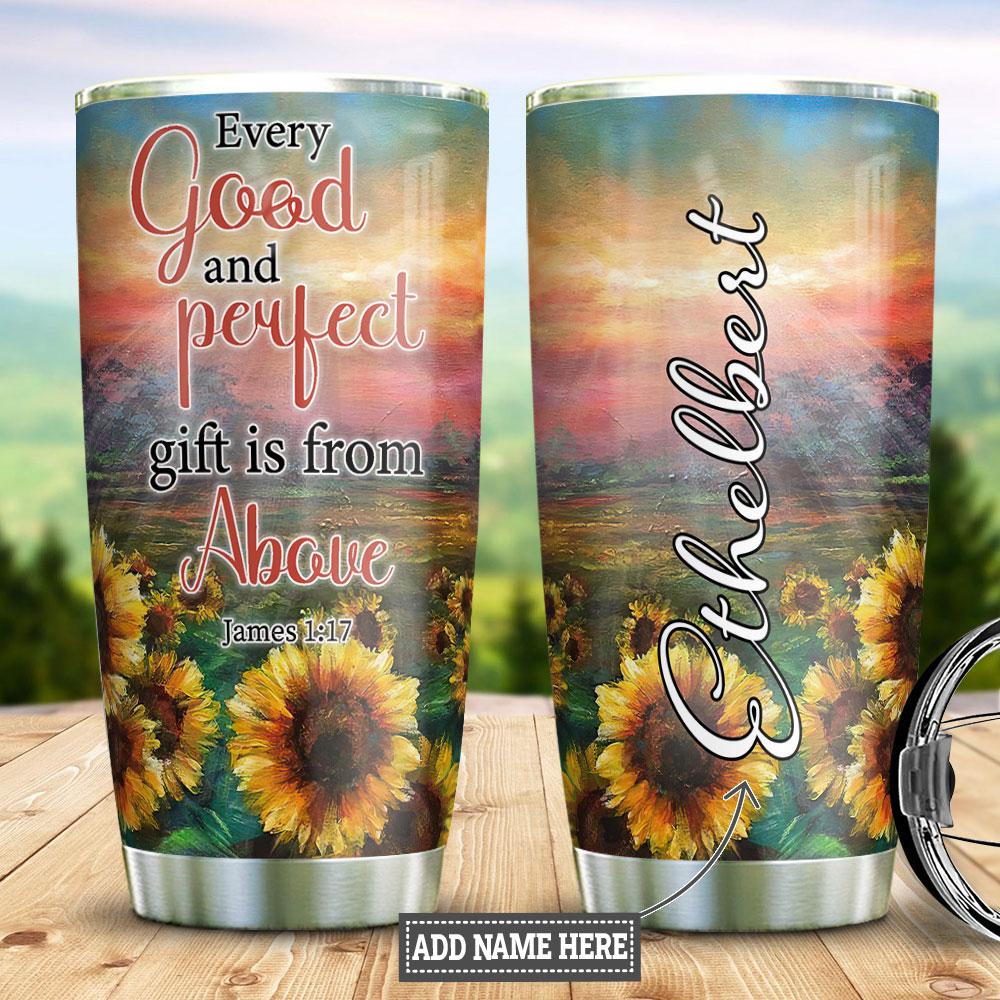 Faith Sunflower Personalized Stainless Steel Tumbler