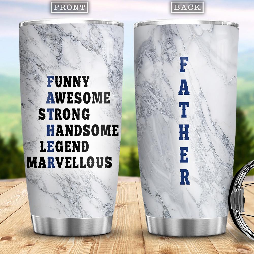 Father Facts Light Gray Matte Funny Gift For Dad Present Idea For Mother Meaning Gift For Dad From Daughter Or Son Stainless Steel Tumbler