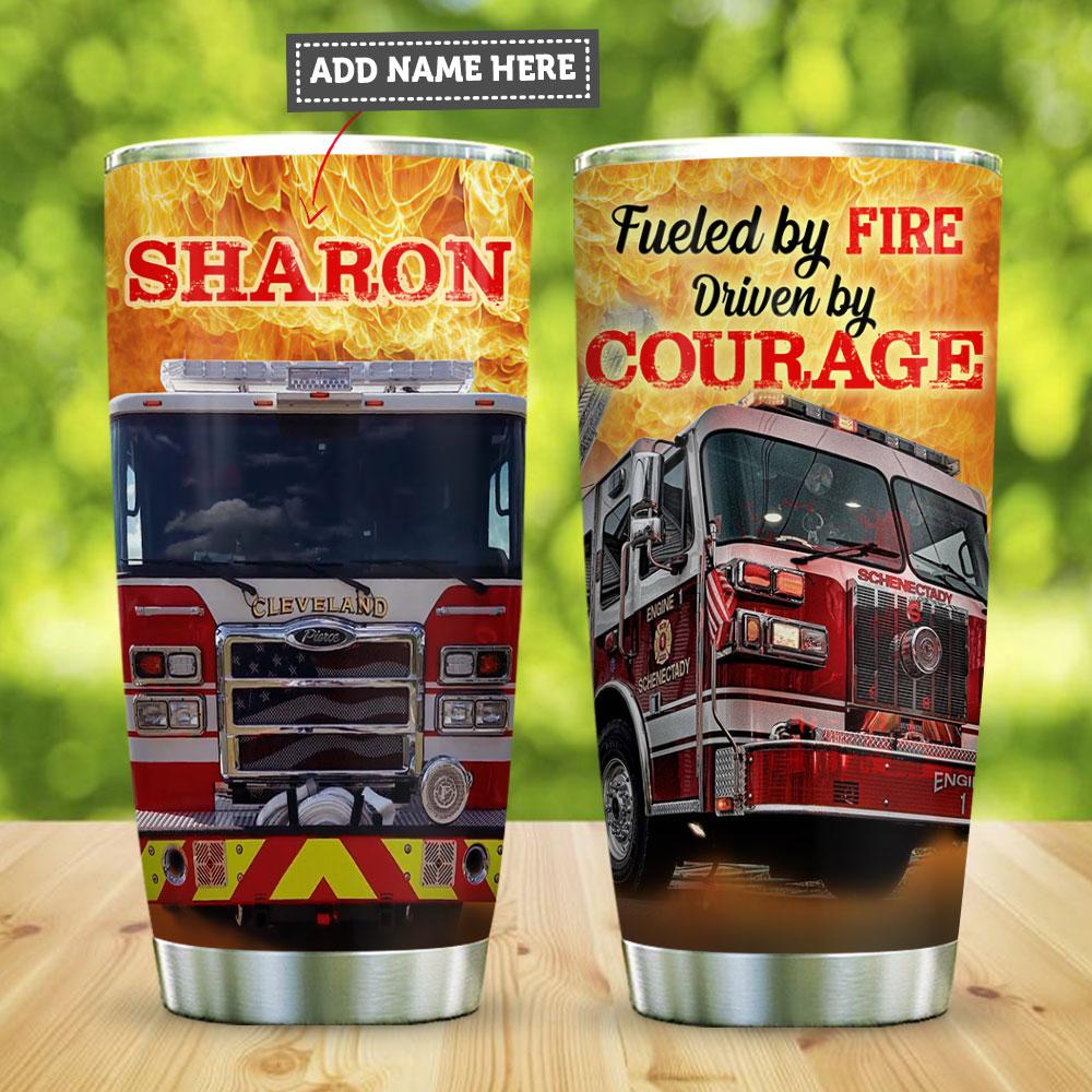 Firefighter Firetruck Personalized Stainless Steel Tumbler