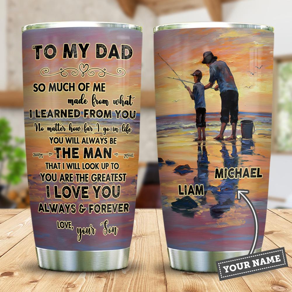 Fishing Dad Teach Me Everything Personalized Stainless Steel Tumbler