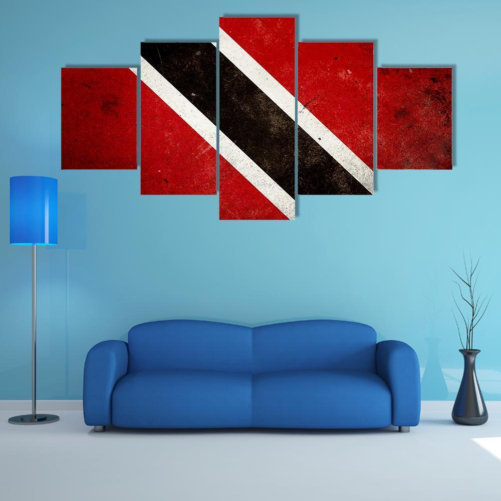 Flag Of Trinidad & Tobago - Abstract 5 Panel Canvas Art Wall Decor