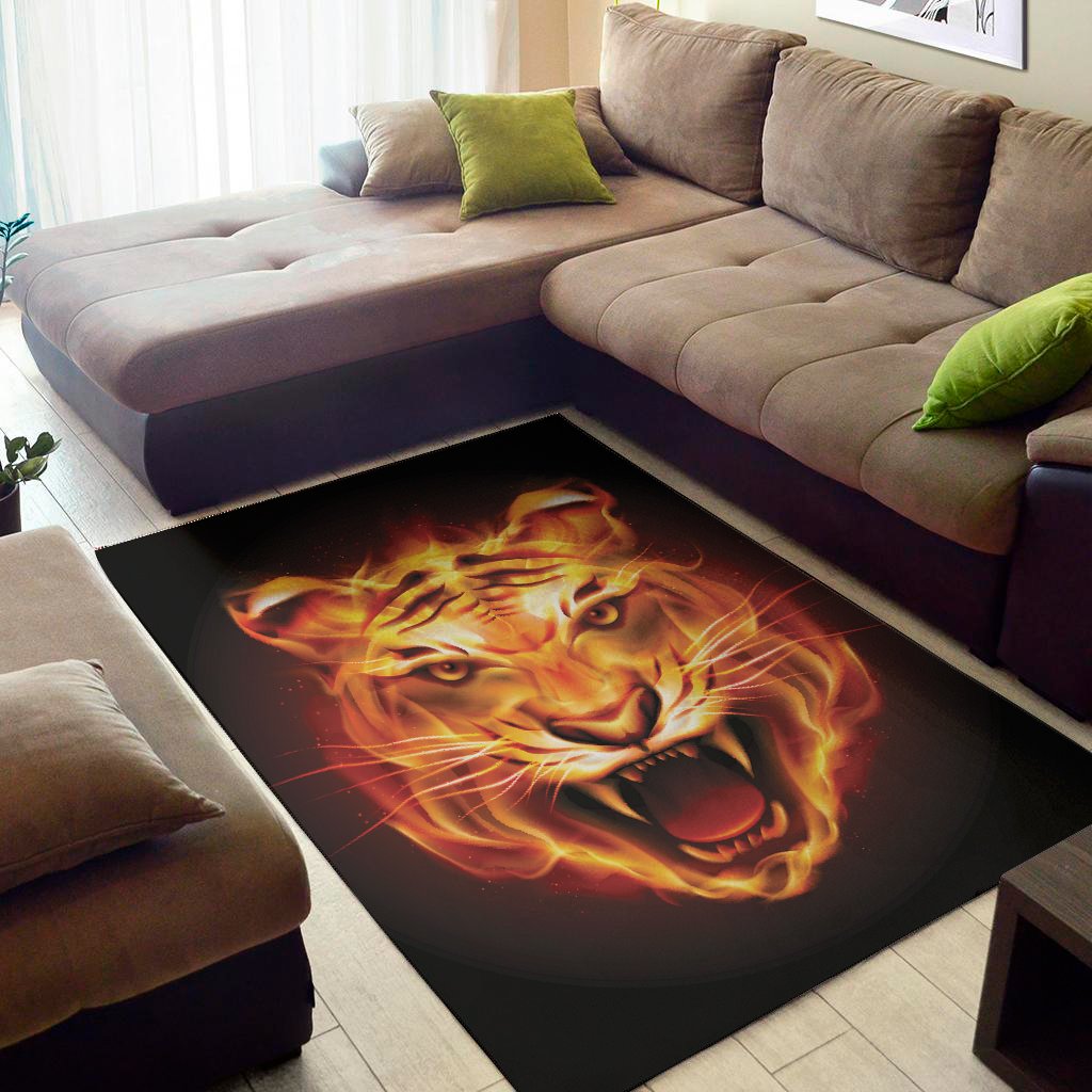 Flame Tiger Print Area Rug Floor Decor