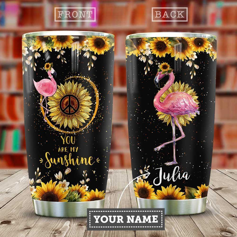 Flamingo Hippie Personalized Stainless Steel Tumbler