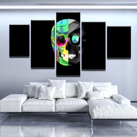 Fractal Skull - Abstract 5 Panel Canvas Art Wall Decor
