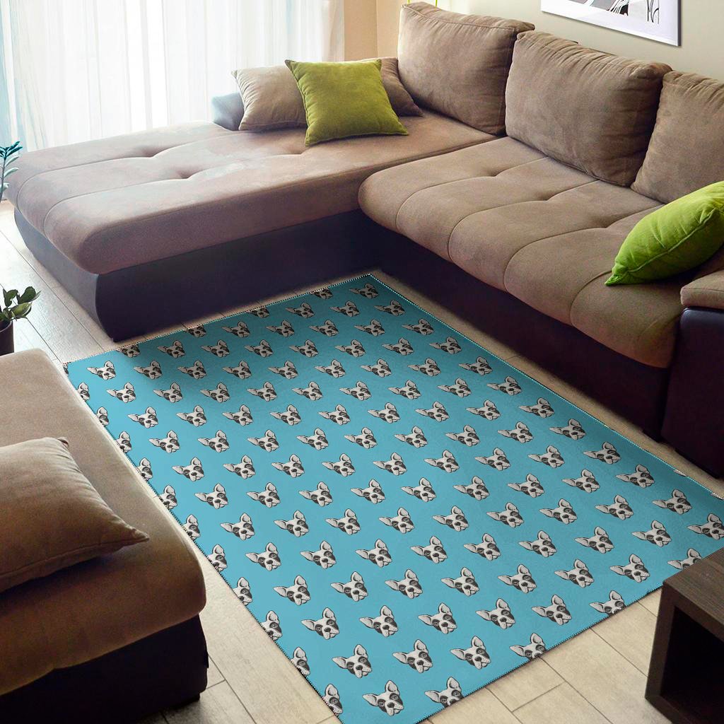 French Bulldog Faces Pattern Print Area Rug Floor Decor