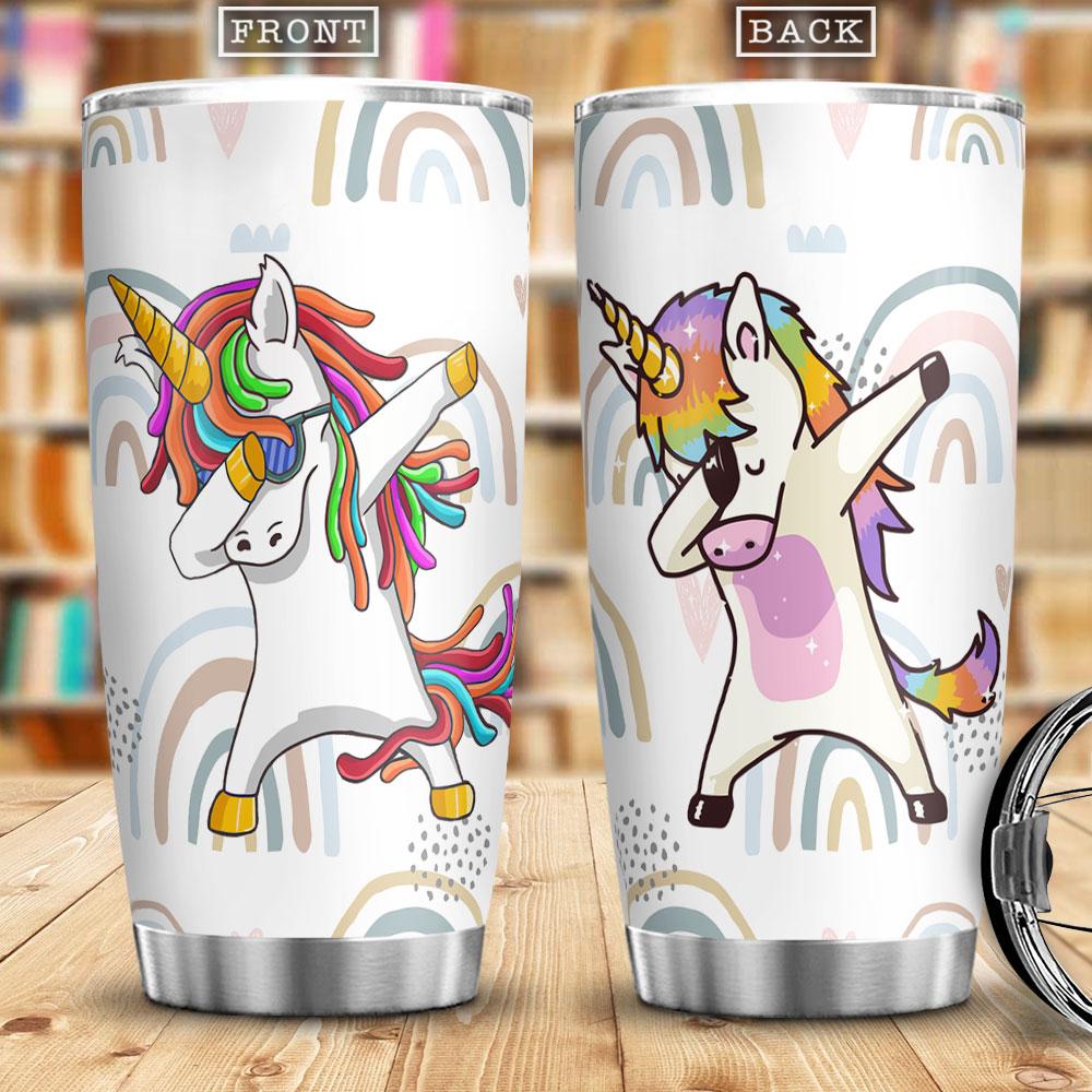 Funny Unicorn Rainbow Pattern Gift For Kids Gift For Unicorn Lover Sparkle Horn Unicorn Gift For Woman Stainless Steel Tumbler