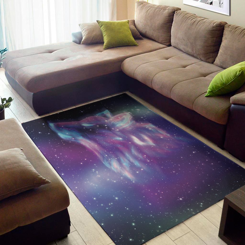 Galaxy Howling Wolf Spirit Print Area Rug Floor Decor