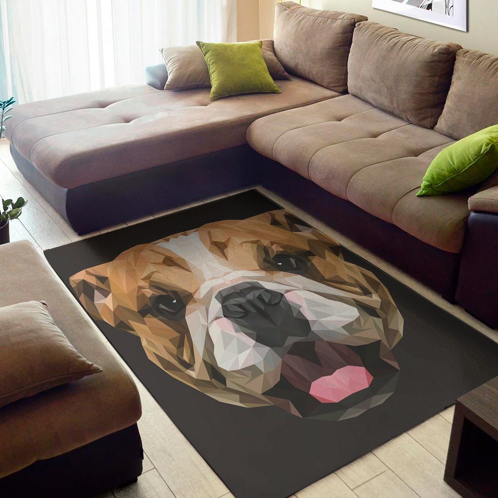 Geometric English Bulldog Print Area Rug Floor Decor