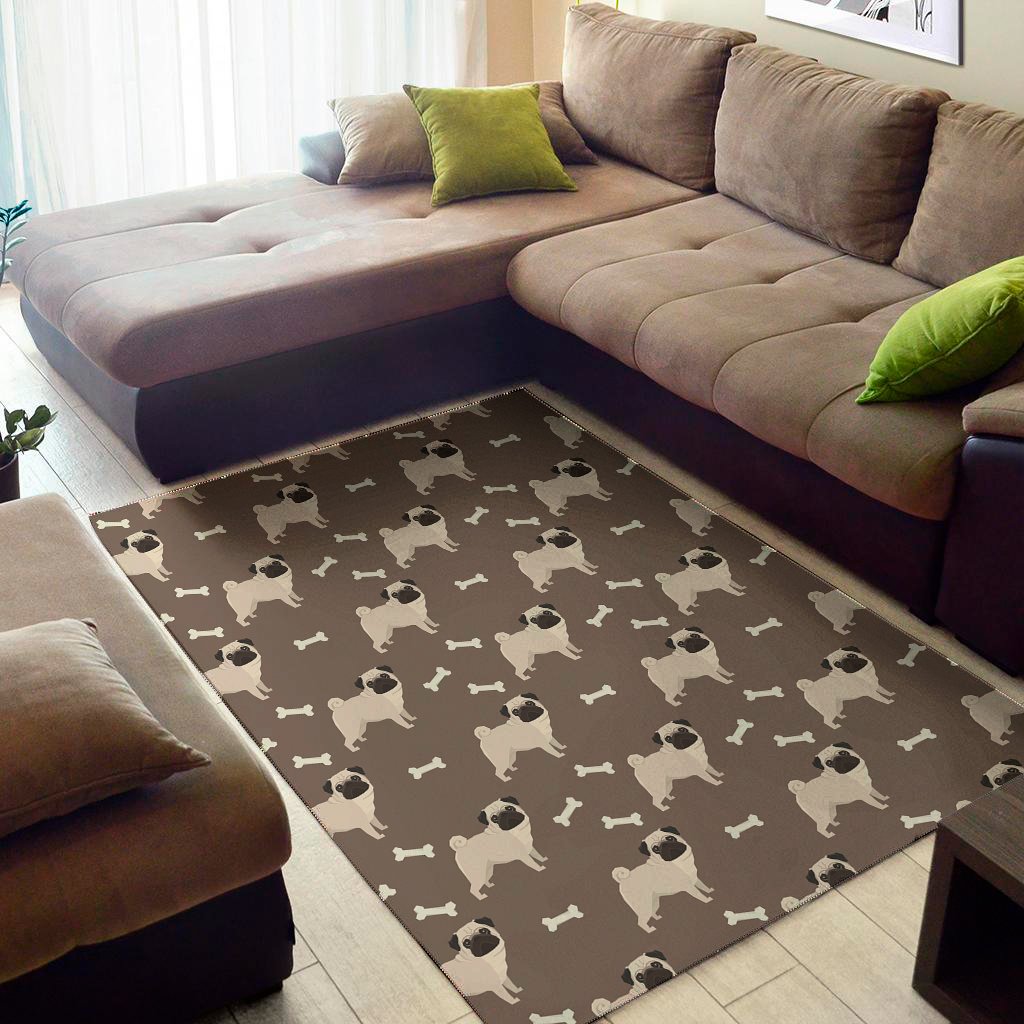 Geometric Pug Pattern Print Area Rug Floor Decor