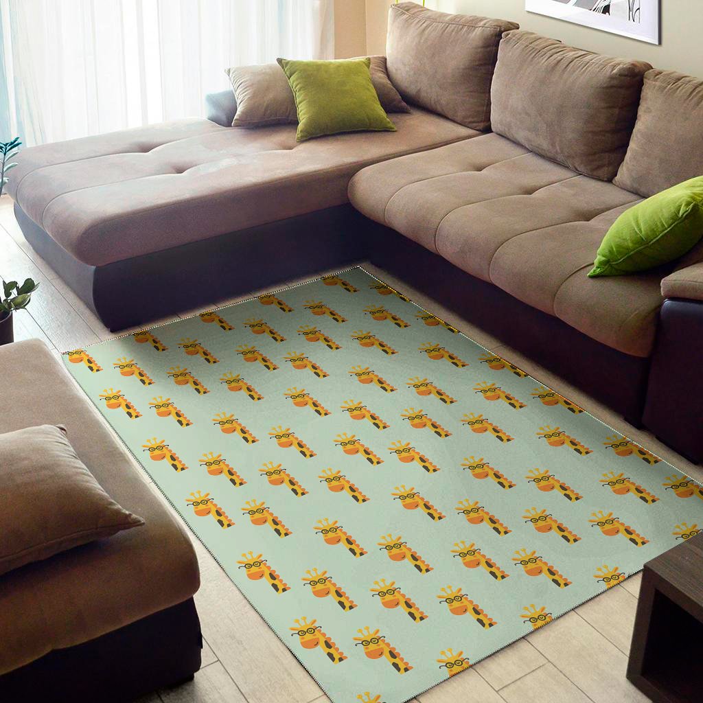 Giraffe With Glasses Pattern Print Area Rug Floor Decor