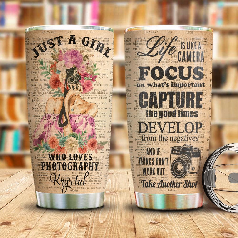 Girl Loves Photography Personalized Stainless Steel Tumbler