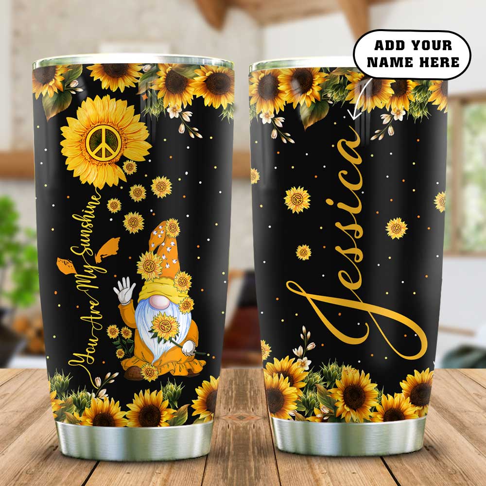 Gnome You Are My Sunshine Hippie Personalized Stainless Steel Tumbler