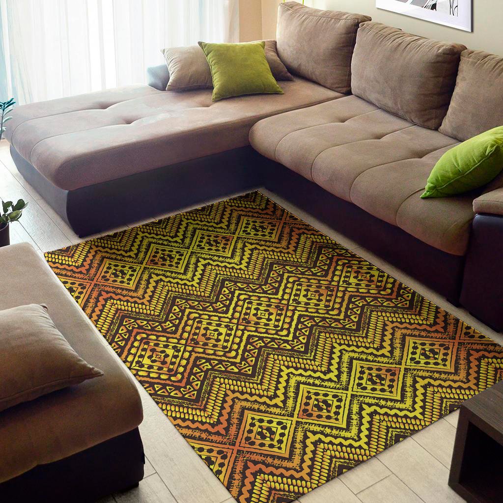 Gold African Ethnic Tribal Pattern Print Area Rug Floor Decor