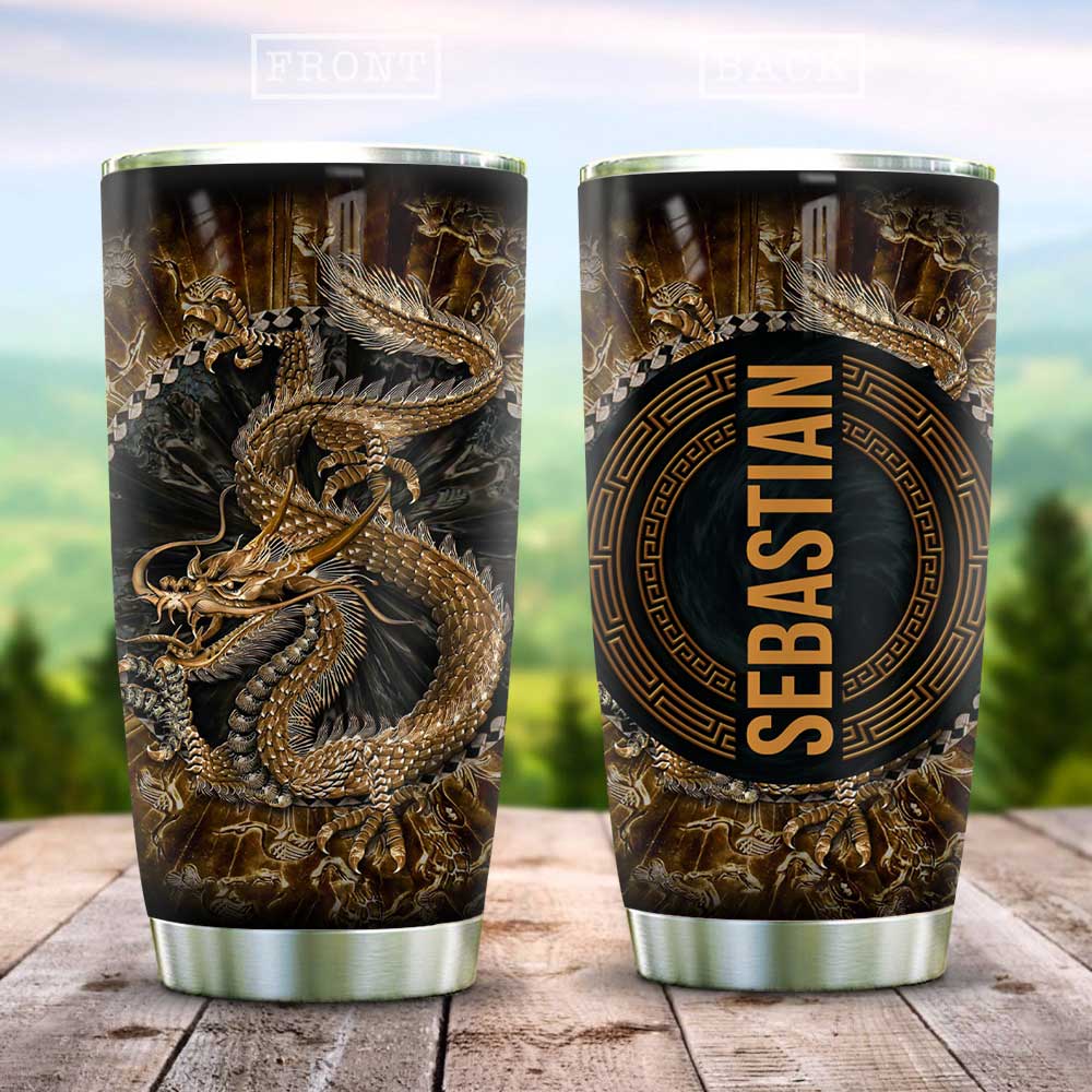 Gold Style Dragon Personalized Stainless Steel Tumbler