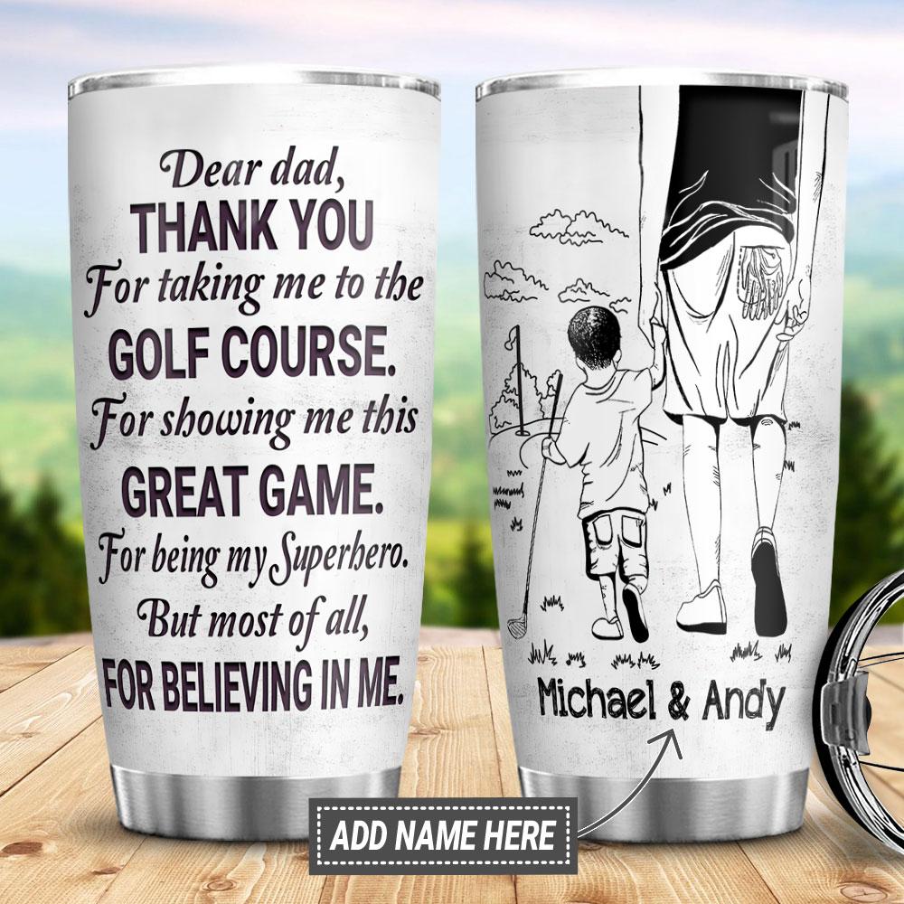 Golf Daddy And Baby Son Personalized Stainless Steel Tumbler
