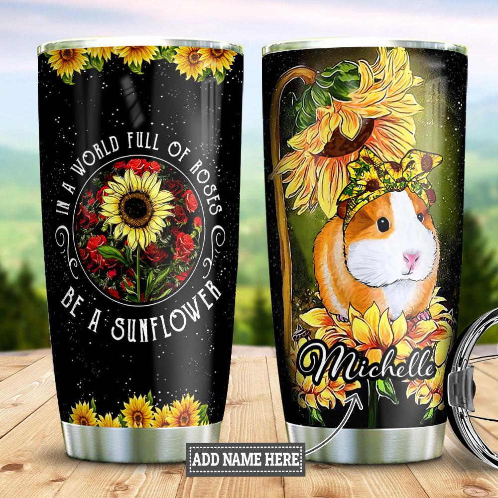 Guinea Pig Sunflower Personalized Stainless Steel Tumbler