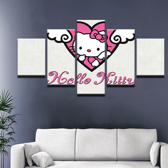 Hello Kitty - Abstract 5 Panel Canvas Art Wall Decor