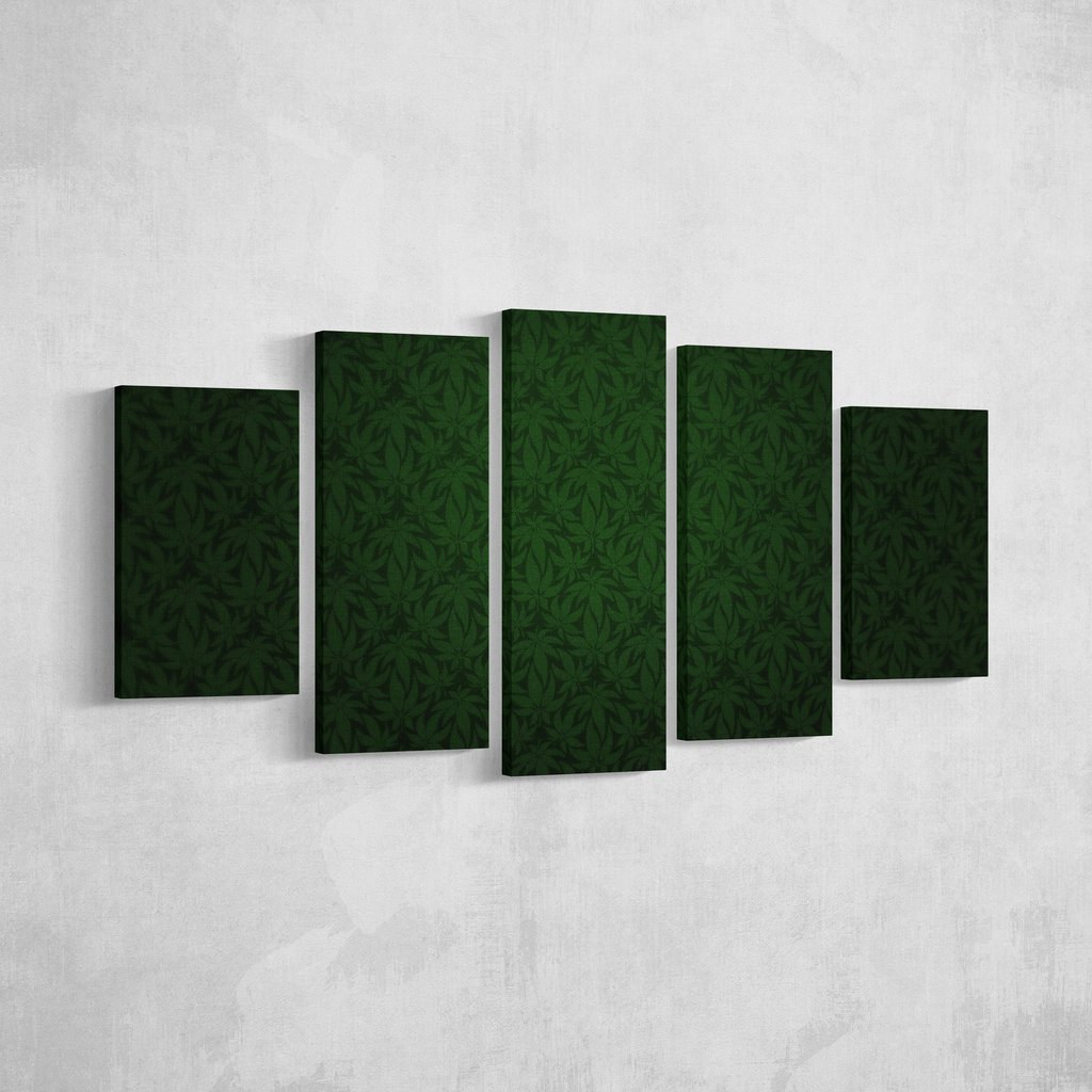 Herbal Leafs - Abstract 5 Panel Canvas Art Wall Decor