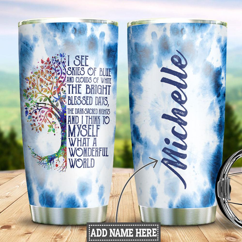Hippie Color Tree Personalized Stainless Steel Tumbler