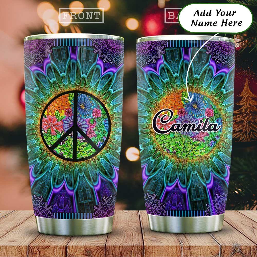 Hippie Flower Personalized Stainless Steel Tumbler