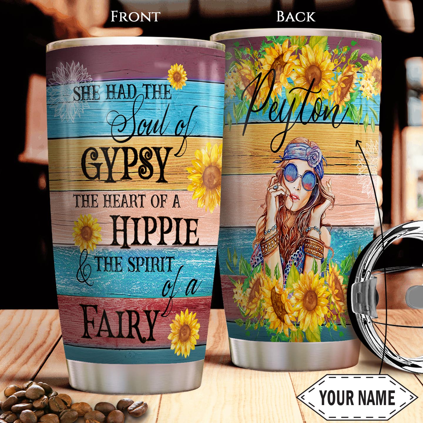 Hippie Gypsy Personalized Stainless Steel Tumbler