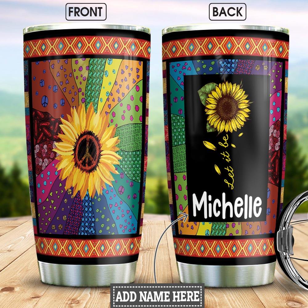 Hippie Sunflower Color Personalized Stainless Steel Tumbler
