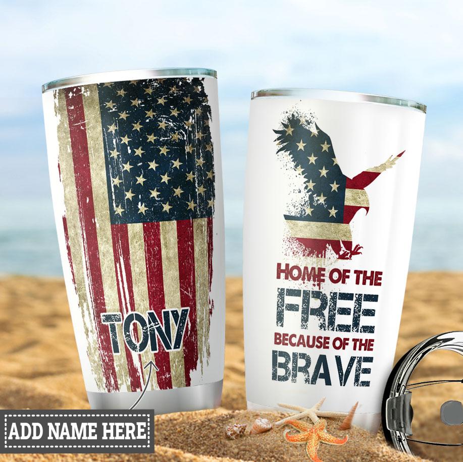 Home Of The Free Personalized Stainless Steel Tumbler