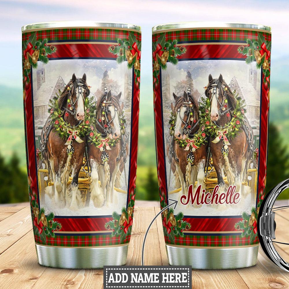 Horse Christmas Personalized Stainless Steel Tumbler