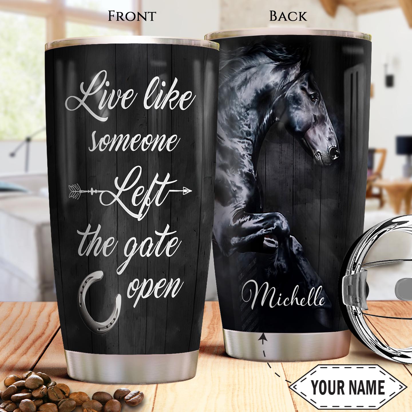 Horse Gate Open Personalized Stainless Steel Tumbler