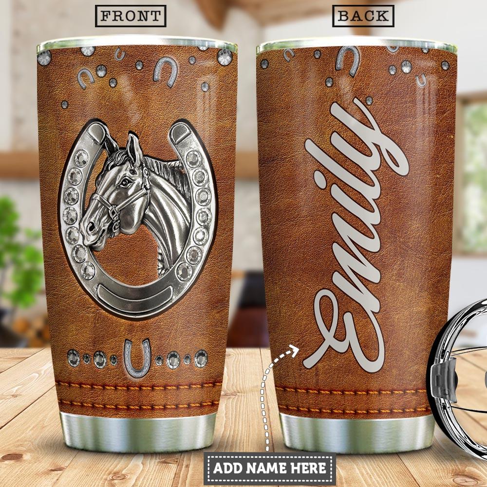 Horse Jewelry Leather Style Personalized Stainless Steel Tumbler