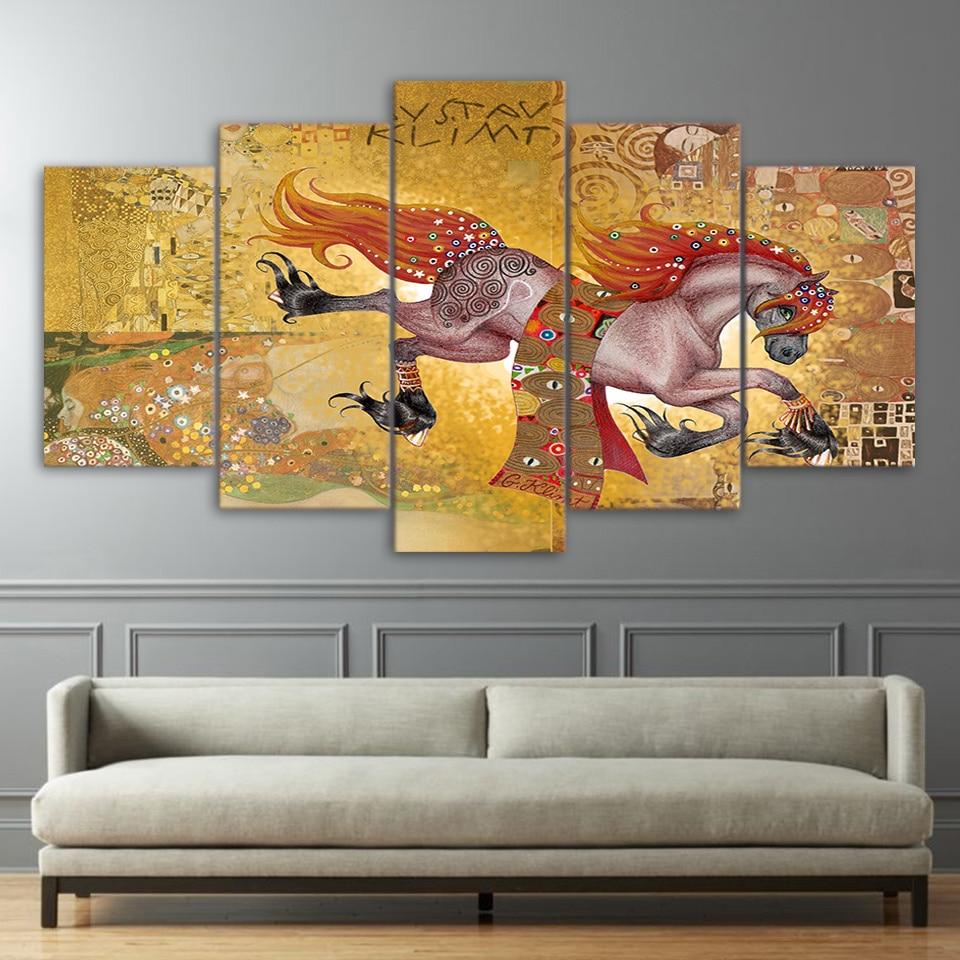 horse vintage 22 - Abstract 5 Panel Canvas Art Wall Decor