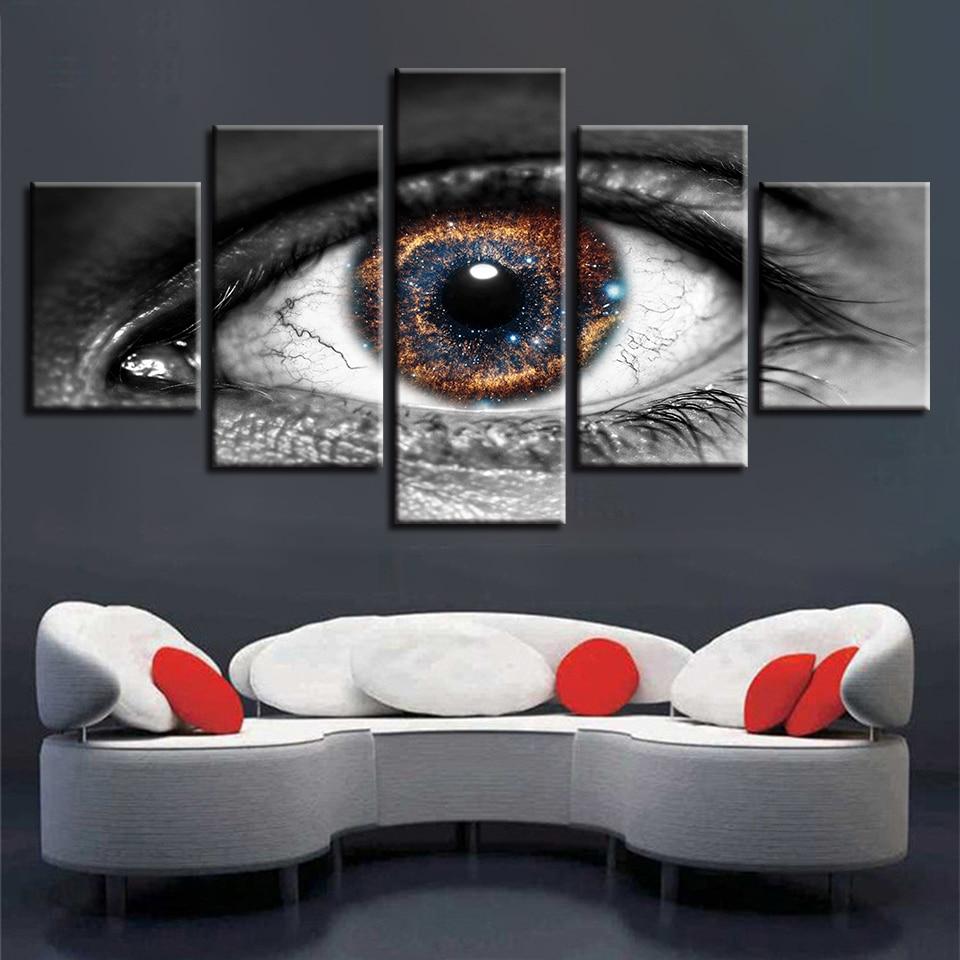 Human Eyes - Abstract 5 Panel Canvas Art Wall Decor