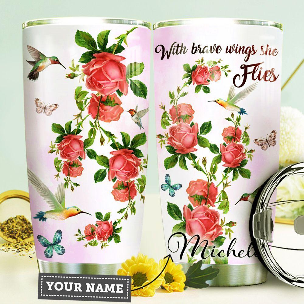 Hummingbird Rose Personalized Stainless Steel Tumbler