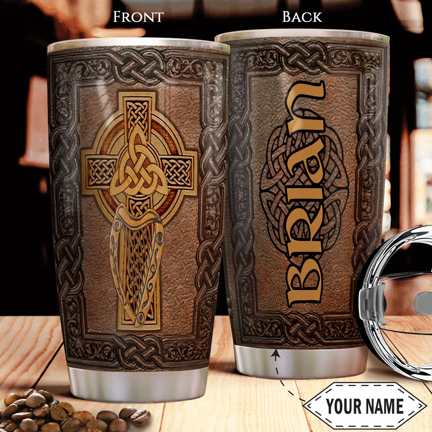 Irish Leather Personalized Stainless Steel Tumbler