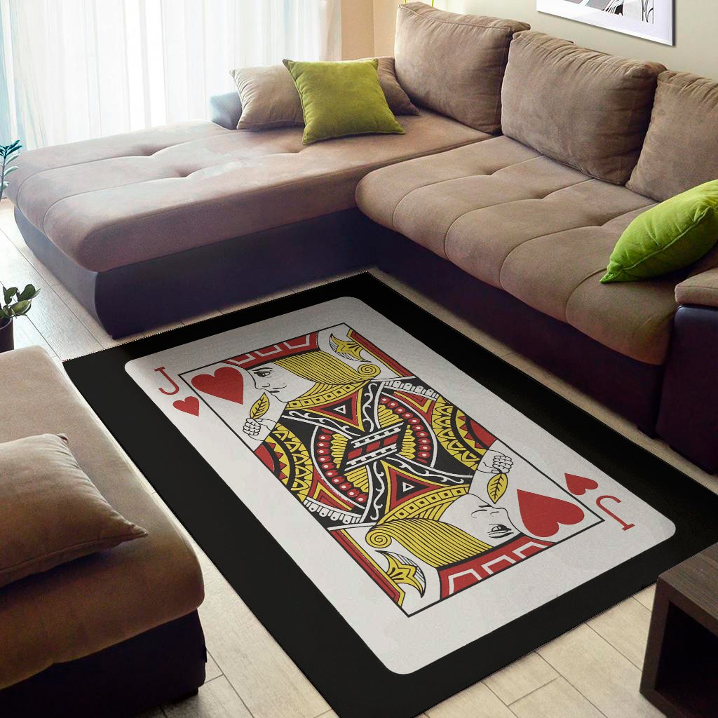 Jack Of Hearts Playing Card Print Area Rug Floor Decor