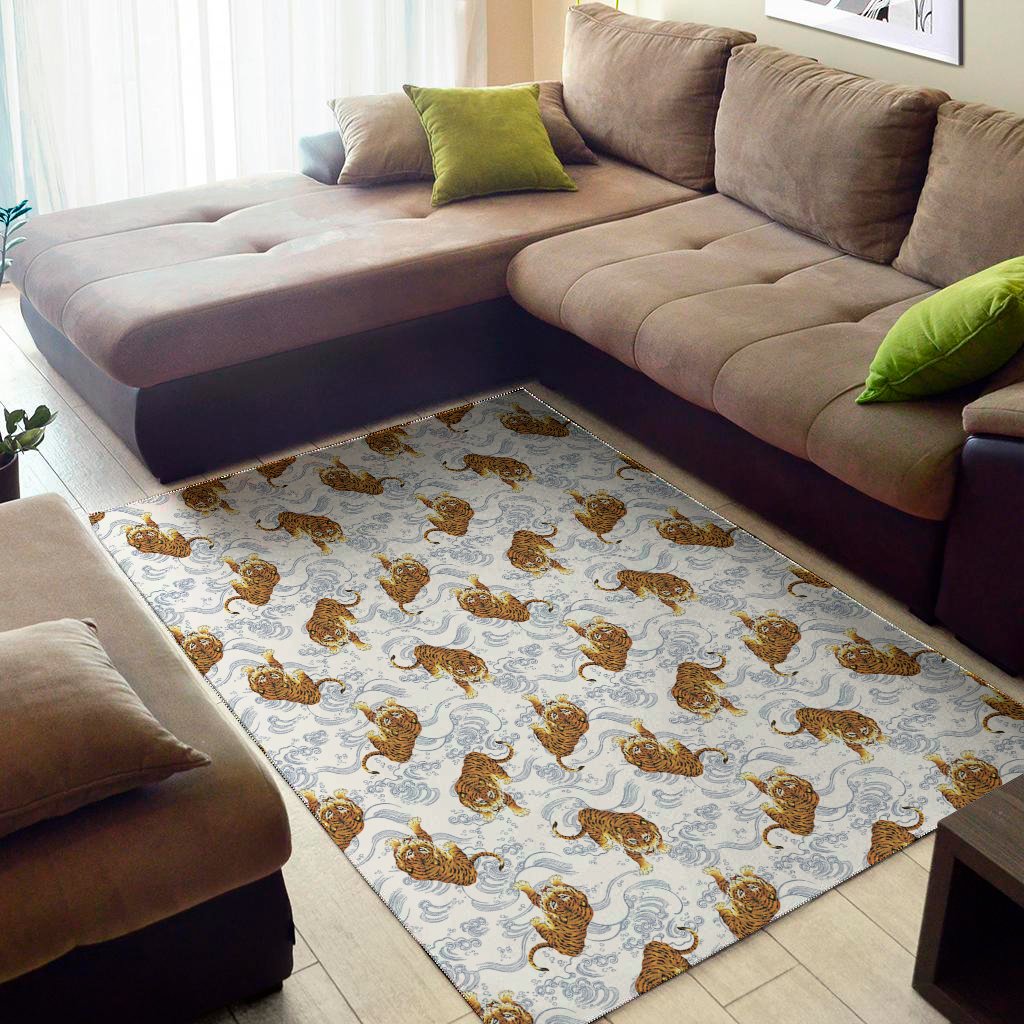 Japanese Tiger Pattern Print Area Rug Floor Decor
