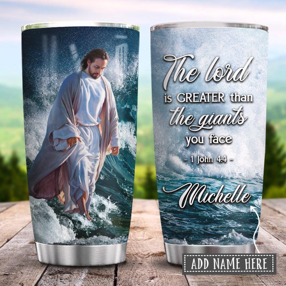 Jesus Faith Waves Giants Personalized Stainless Steel Tumbler