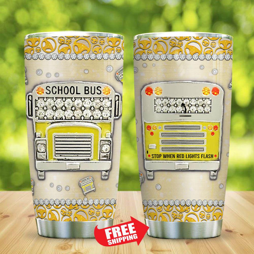 Jewelry Style School Bus Lover Stainless Steel Tumbler