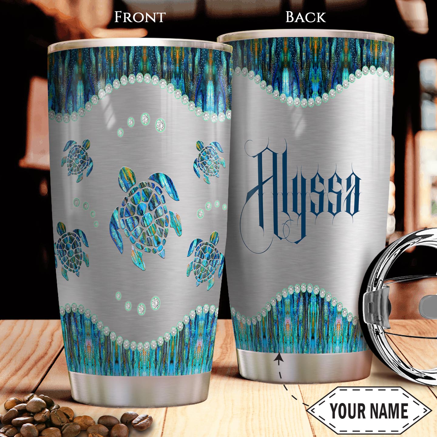 Jewelry Turtle Personalized Stainless Steel Tumbler