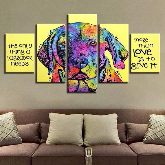 Labrador Dog 2 - Abstract Animal 5 Panel Canvas Art Wall Decor